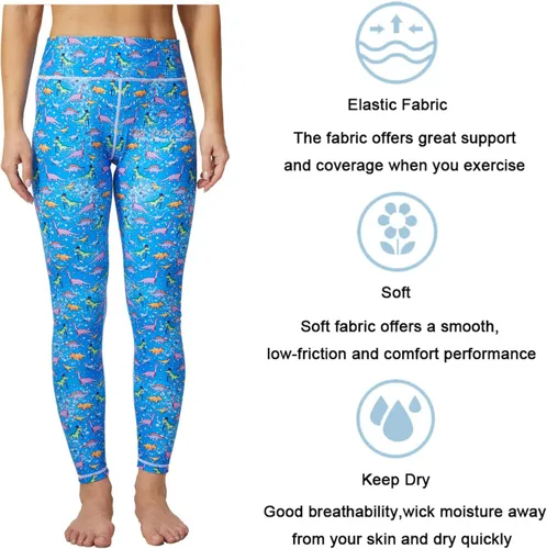 Vista 4 de UIUO-UIPEU Pantalones de yoga estampados con bolsillos para mujer, leggings de compresión con control de abdomen