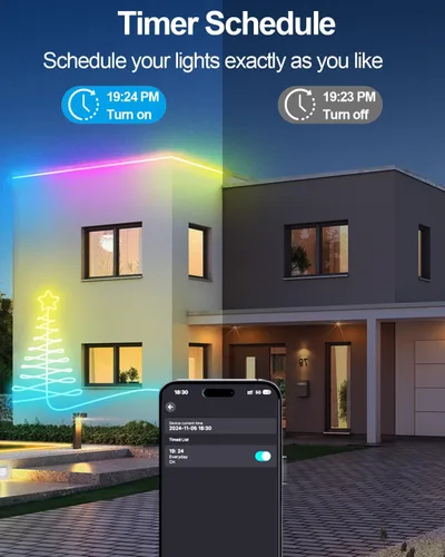 Vista 5 de Tira de luces de neón inteligentes USB, cuerda de luces LED de 16.4 pies, IC y RGB que cambian de color con control de aplicación, sincronización