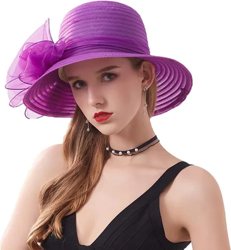 Vista 10 de seven wolves Sombrero de sombrero de iglesia Derby para mujer, sombrero de ala ancha para el sol beige B