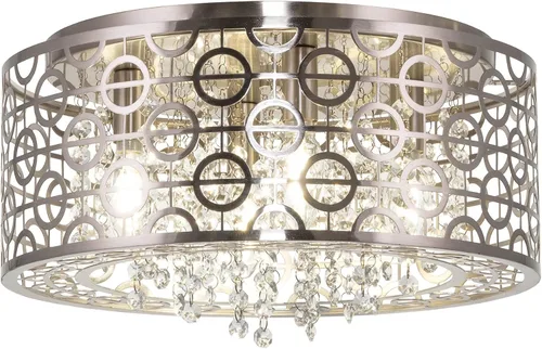 Vista 10 de Kira Home Brielle - Lámpara de techo moderna de 15 pulgadas, pantalla de metal geométrico glamorosa de 4 luces con cristales en cascada, acabado