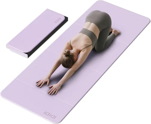 Vista 10 de Tapete plegable extra grande de yoga y fitness de 0.315 pulgadas (74 x 31.5 x 0.32 pulgadas), tapete de pilates ligero y antideslizante de doble