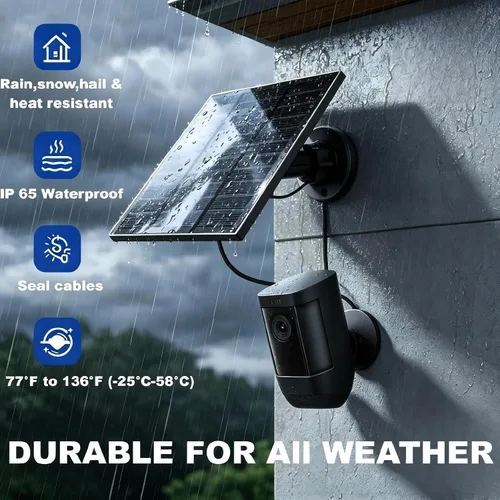 Vista 6 de Paneles solares para cámara Ring al aire libre inalámbrica (Nueva Generación) Cargador de panel solar de 5W 5V con USB-C y enchufe para Spotlight