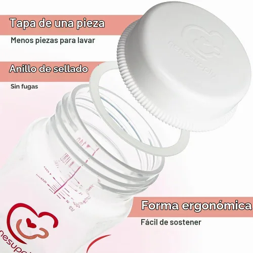 Vista 2 de Nenesupply Biberones de almacenamiento de leche materna de cuello ancho de 9 onzas, paquete de 4, biberones de extractor de leche para usar