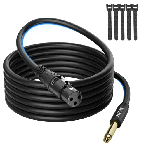 Vista 7 de Elecan Cable de micrófono XLR hembra a TS mono desequilibrado de 1/4 pulgadas 6.35mm 1.2 m, adaptador de cable de conexión profesional