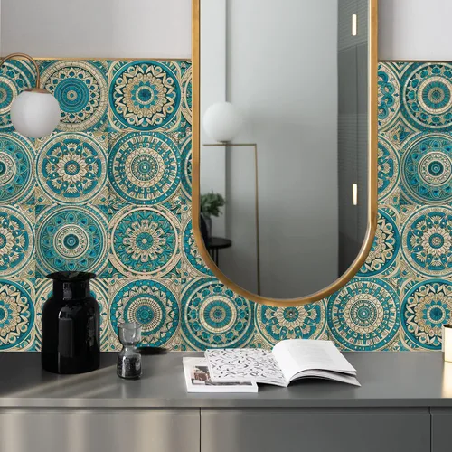 Vista 40 de Alwayspon Adhesivo para azulejos de pared moriscos para despegar y pegar, calcomanías de vinilo autoadhesivas para azulejos de cocina y baño, 4 x 4