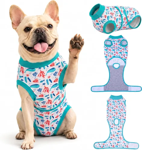 Vista 20 de PetWarm Traje de cirugía para perros, traje de recuperación quirúrgica para perros hembras y hombres, mameluco para perros, camisa de recuperación