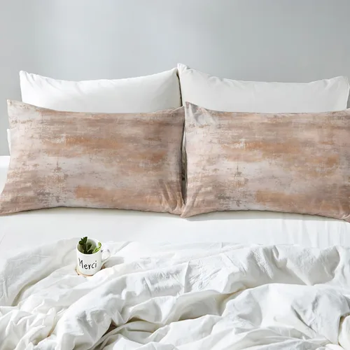Vista 5 de Erosebridal Juego de sábanas tamaño individual con estampado de teñido anudado en acuarela, degradado beige y gris, para niños y adolescentes, juego