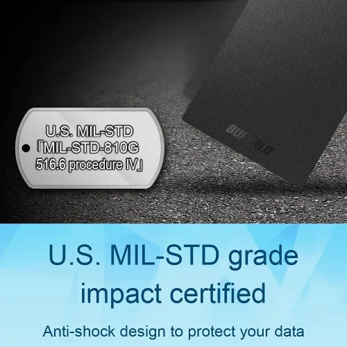 Vista 7 de BUFFALO SSD externo de 500GB - Compatible con PS4 / PS5 / Windows/Mac - USB-C - USB-A - USB 3.2 - Unidad de estado sólido externa - SSD-PG500U3B