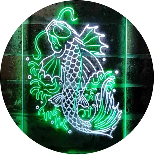 Vista 19 de ADVPRO Koi Fish Display - Letrero de neón LED de doble color, azul y rojo, 8 x 12 pulgadas st6s23-i3720-br