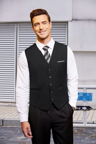 Vista 3 de Coofandy chaleco para traje o esmoquin con 5 botones, para hombre.
