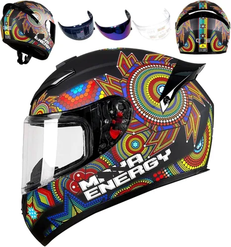 Vista 26 de HTLNUZD - Casco de motocicleta de cara completa, compatible con Pinlock, viseras transparentes y tintadas, modelo aprobado por DOT, casco de moto