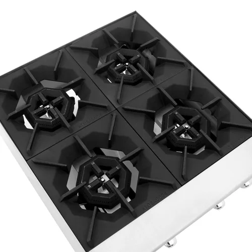 Vista 2 de CookRite Cuatro Quemador Hot Plate Comercial Contrapeso Natural Gas Range ATHP-24-4 HD 24"-100000 BTU