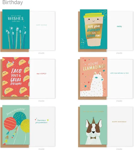 Vista 7 de American Greetings Surtido de tarjetas de cumpleaños de 35 unidades con sobres, sellos y caja de almacenamiento (confeti)