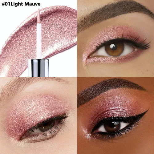 Vista 2 de Sombra de ojos líquida de una sola sombra, maquillaje líquido de ojos mate y brillante, larga duración, impermeable, a prueba de manchas, alto 01#