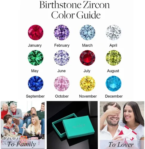 Vista 7 de Anillos clásicos de piedra natal para niñas y mujeres, tallas 1-10, circonita cúbica, acero inoxidable, anillo de cumpleaños, para madre, hija