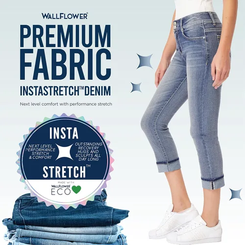 Vista 6 de WallFlower Insta Stretch Juniors de talle alto con curvas y coquetas para mujer (estándar y plus)