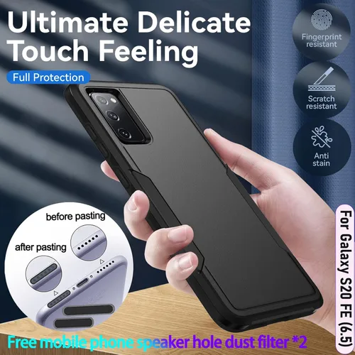 Vista 4 de Funda híbrida de doble capa para Galaxy S20 FE (5G) de 6.5 pulgadas de grado militar resistente a los golpes con 1 soporte magnético para automóvil