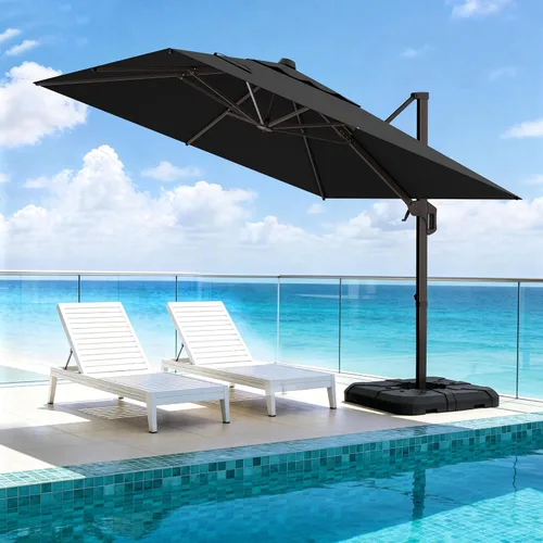 Vista 62 de Sombrilla de 10 x 13 pies para exteriores, sombrilla grande rectangular con viga voladiza, resistente, con rotación de 360°, sombrilla con Beige