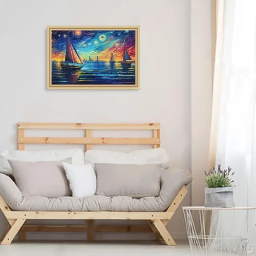 Vista 6 de Painting of Sailing Jigsaw Puzzle, 500 Pieces Paper Wood Composite Material Zigsaw with Storage Bag and Reference Picture Easy to Solve