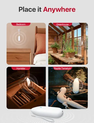 Vista 7 de X-Sense - Termómetro higrómetro Wi-Fi para interiores, requiere estación base Sensor de temperatura inteligente para casa, dormitorio, bodega