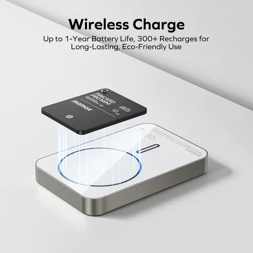 Vista 8 de Momax Wallet Tracker Smart Finder - Tarjeta de seguimiento de llaves Bluetooth delgada recargable con batería de 1 año, Apple Find My (solo iOS)