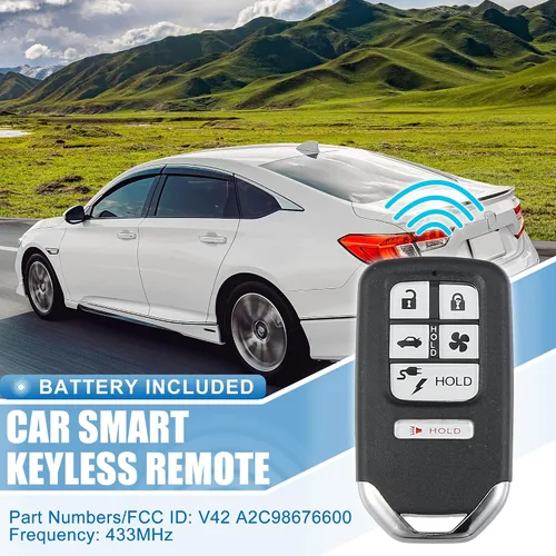 Vista 2 de X AUTOHAUX Llavero de repuesto para automóvil de 6 botones sin llave, control remoto, llavero inteligente de proximidad KR5V2X para Honda Clarity