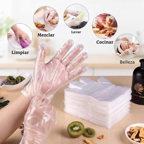 Vista 7 de HLIN 500/1500/6000 Count Disposable Clear Plastic Food Service Gloves - Powder-Free & Latex-Free for Cleaning & Cooking