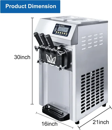 Vista 6 de Máquina de helado comercial, con función de pre-enfriamiento, limpieza automática, panel LCD, máquina de helado suave de servicio 18L/H, máquina