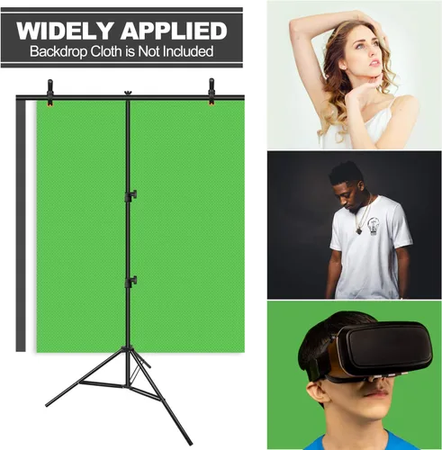 Vista 7 de EMART Soporte de fondo portátil en forma de T de 3 x 6.5 pies con pantalla verde ajustable para fotografía, sesiones de fotos, fiestas y zoom