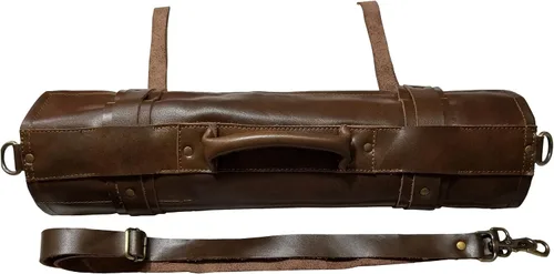 Vista 3 de Auténtico ligero Premium cuero profesional antiguo marrón largo cuchillo de chef bolsa/cuchillo de chef rollo 13 ranuras espacio # K5