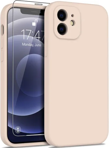 Vista 51 de DEENAKIN Funda de silicona compatible con iPhone 12 con protector de pantalla, mejora la protección de la cámara, funda protectora suave y flexible