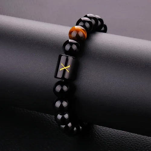 Vista 121 de SUMMER LOVE Regalos para el Día del Padre, pulsera con inicial de piedra de ónix negro de 0.394 pulgadas para hombres, pulsera de cuerda trenzada