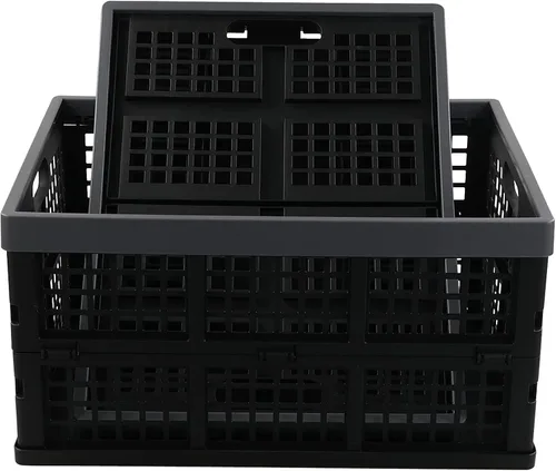 Vista 7 de Cajas de leche de almacenamiento de plástico de 34 L, cesta de almacenamiento plegable grande, 2 paquetes