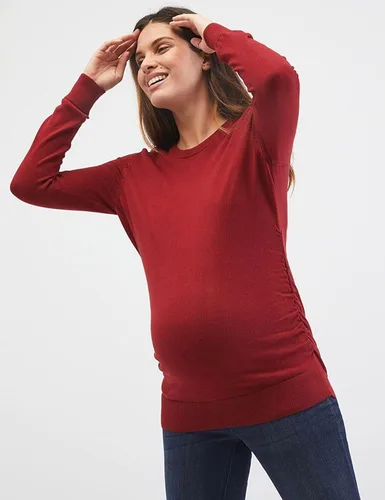 Vista 2 de Suéter clásico de maternidad con cuello redondo para mujer