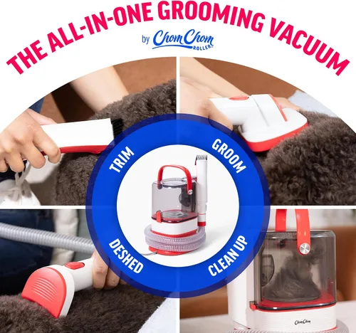 Vista 3 de ChomChom Roller Aspiradora para perros para aseo de pelos – Kit de aseo para perros con cepillo para perros, accesorio para aspiradora de cepillo