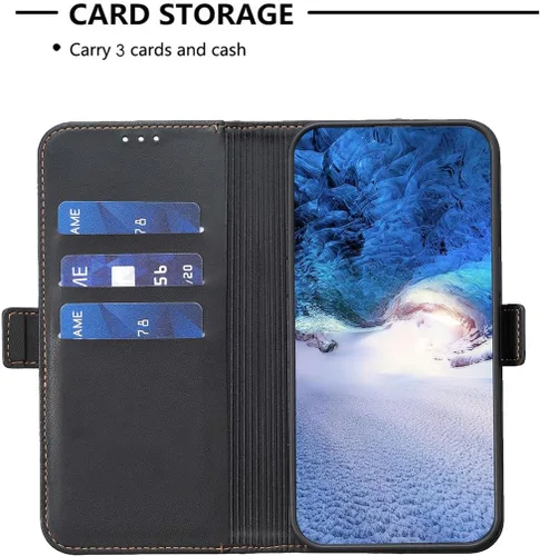 Vista 3 de jioeuinly Funda compatible con Alcatel 1V Plus Phone Case Flip Stand Cover [con protector de pantalla de vidrio templado] JXX-Negro