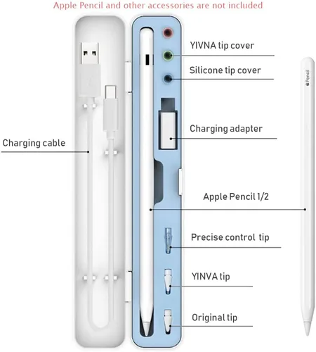 Vista 2 de Estuche SIXFU para Lápiz de Apple 2ª Generación/Lápiz de Apple 1ª Generación, Diseño de Estuche de Almacenamiento para Puntas de Lápiz de Apple