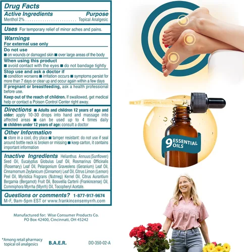 Vista 8 de FRANKINCENSE & MYRRH Aceite de frotamiento para aliviar el dolor de pies, neuropatía, alivio del dolor para pies, aceite esencial de incienso