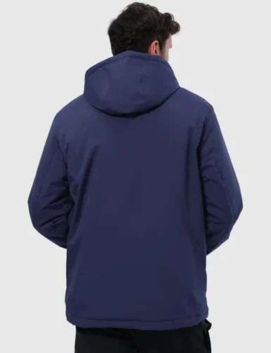 Vista 3 de GEMYSE Chaqueta de esquí para hombre, abrigo de nieve de invierno, impermeable, con capucha, aislante, resistente al viento, parka con múltiples