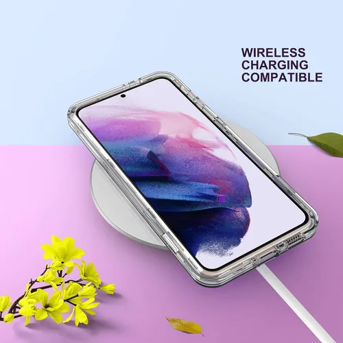 Vista 6 de KIOMY Funda transparente para Samsung Galaxy S21+ / S21 Plus 5G, 3 en 1, a prueba de golpes, funda protectora para teléfono, carcasa
