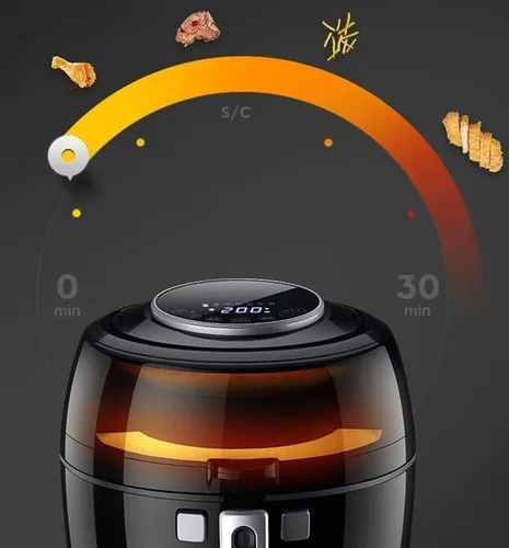 Vista 4 de Horno freidora de aire, horno inteligente de 6.8 cuartos de galón sin aceite, freidora multifunción con pantalla digital LCD y olla antiadherente