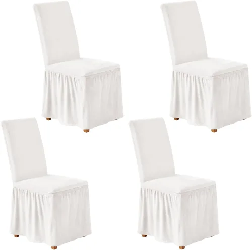 Vista 13 de NICEEC Fundas de silla de elastano para sillas de comedor, juego de 2 fundas de silla de comedor extraíbles con falda, fundas para sillas Parson