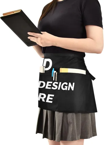 Vista 3 de FASHON&FASCIN Delantales personalizados para mujeres y hombres, delantales de camarera personalizados con 3 bolsillos para camareras medio delantal