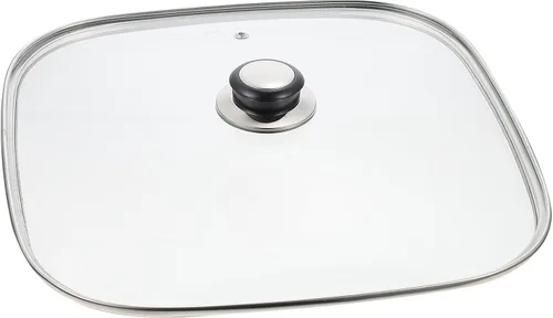 Vista 10 de UPKOCH Tapa de vidrio cuadrada de repuesto para parrilla de hierro fundido, tapa de sartén universal para olla, cubierta de sartén, cubierta