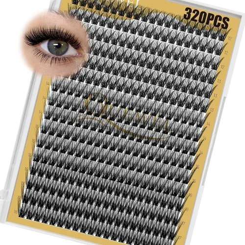 Vista 19 de Kit de racimos de pestañas QUEWEL, 320 piezas, extensiones de pestañas en racimo de 30D, racimos de pestañas de 9-16mm, kit de pestañas dispersas