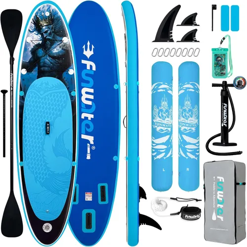 Vista 19 de FunWater Tabla de remo inflable de 11 pies y 10 pies 6 pulgadas con accesorios de tabla de remo de SUP de alta calidad, cubierta de EVA
