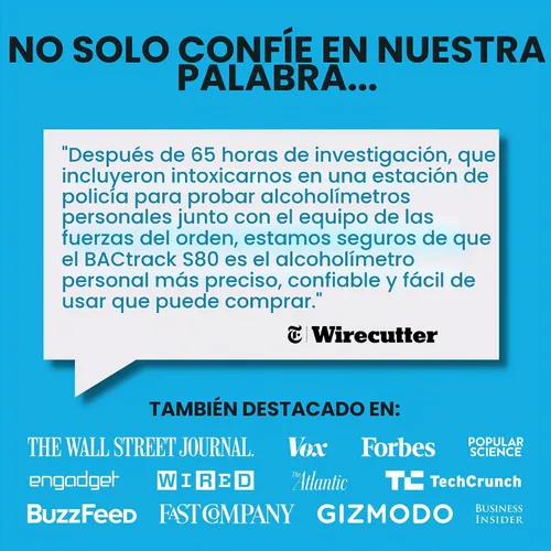 Vista 5 de Alcoholímetro profesional BACtrack S80 y 20 boquillas de alcoholímetro