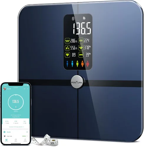 Vista 8 de Báscula Posture para peso corporal y grasa, báscula digital de baño IMC, báscula de grasa corporal Bluetooth, báscula inteligente de grasa corporal