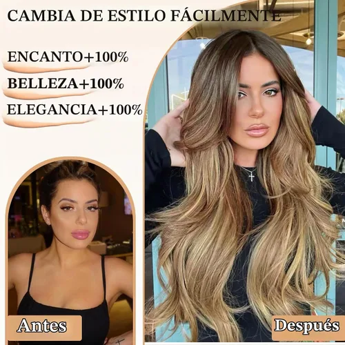 Vista 2 de FREEMEIGE 4 piezas de extensiones de cabello con clip, extensiones de cabello largas y gruesas con capas rectas de 20 pulgadas, extensiones