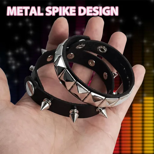 Vista 2 de 4 pulseras punk, pulseras de cuero Fanux, pulsera gótica, pulsera gótica, para Halloween, 4
